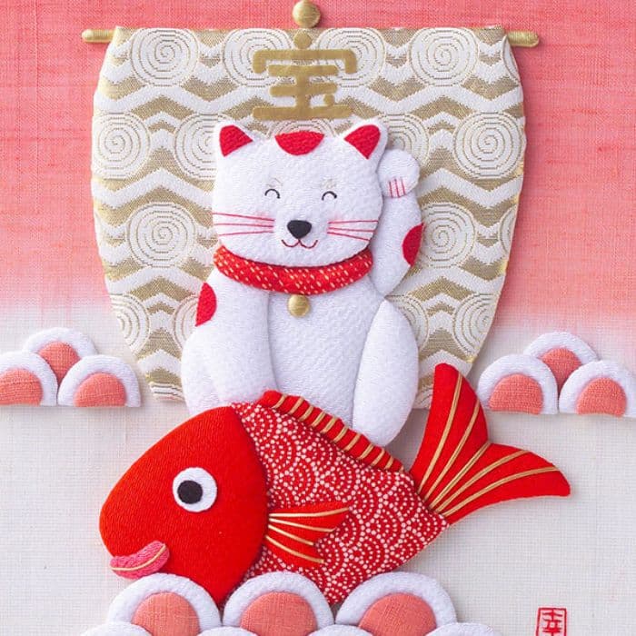 布のイラスト招き猫