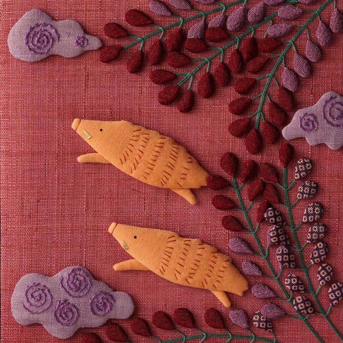 fabric art 花札 萩