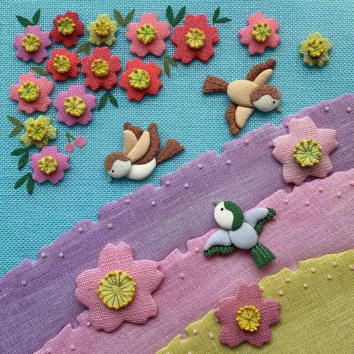 布のイラスト 桜 雀