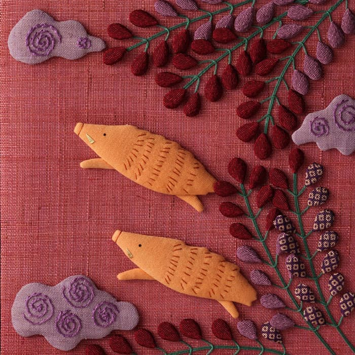 fabric art 花札 萩