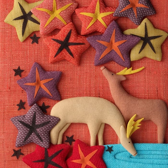 fabric art 花札 紅葉