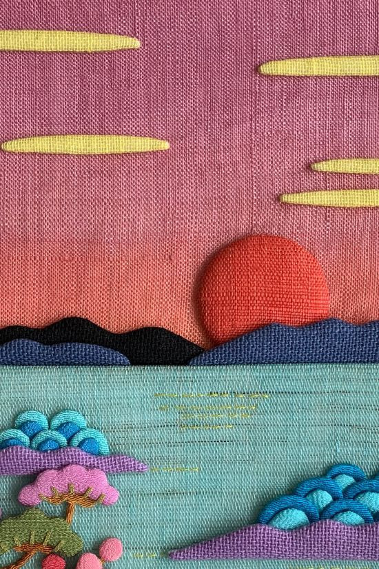 夕日 布のイラスト